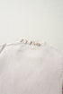 Beige Floral Embroidered Short Sleeve Notched V Neck Blouse